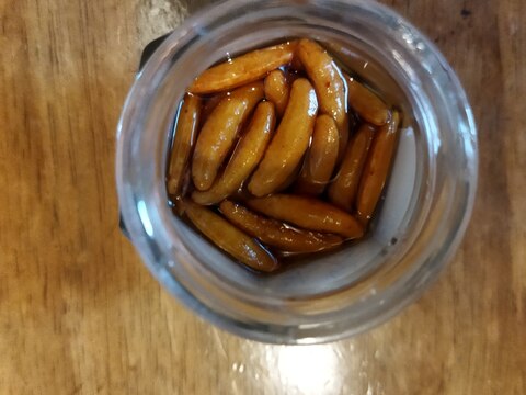 1分もかからない!柿の種のごま油漬け(´・ω・`)